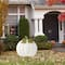 Glitzhome® 39.5" Fall Oversized Metal Ivory Pumpkin Yard Stake, Wall or Standing Decor
